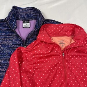 Lot of‎ 2 Nike Pro Dri-Fit Half-Zip Pullover Womens Medium Static Polka Dots
